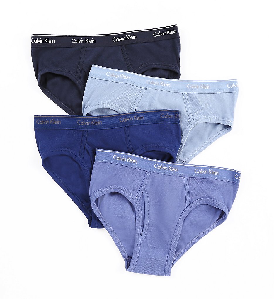 Calvin Klein U4183 Cotton Classic Low Rise Hip Briefs - 4 Pack (Navy/Blue/Water/Blue)
