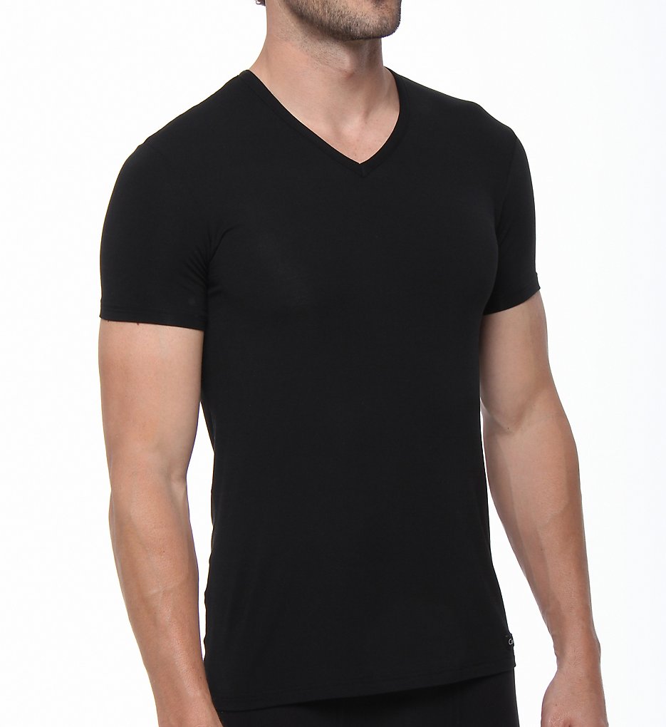 Calvin Klein U5563 Micro Modal V-Neck T-Shirt (Black)