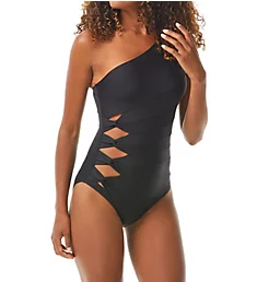 Twisted Ties One Shoulder One Piece Swimsuit Black 4