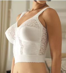 Full Figure Wide Strap Longline Bra White 34DD