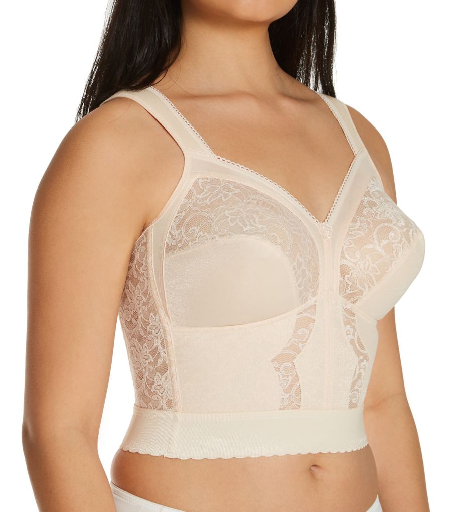 Rago Style 2202 - Long Line Firm Shaping Expandable Cup Bra, White, 44 B