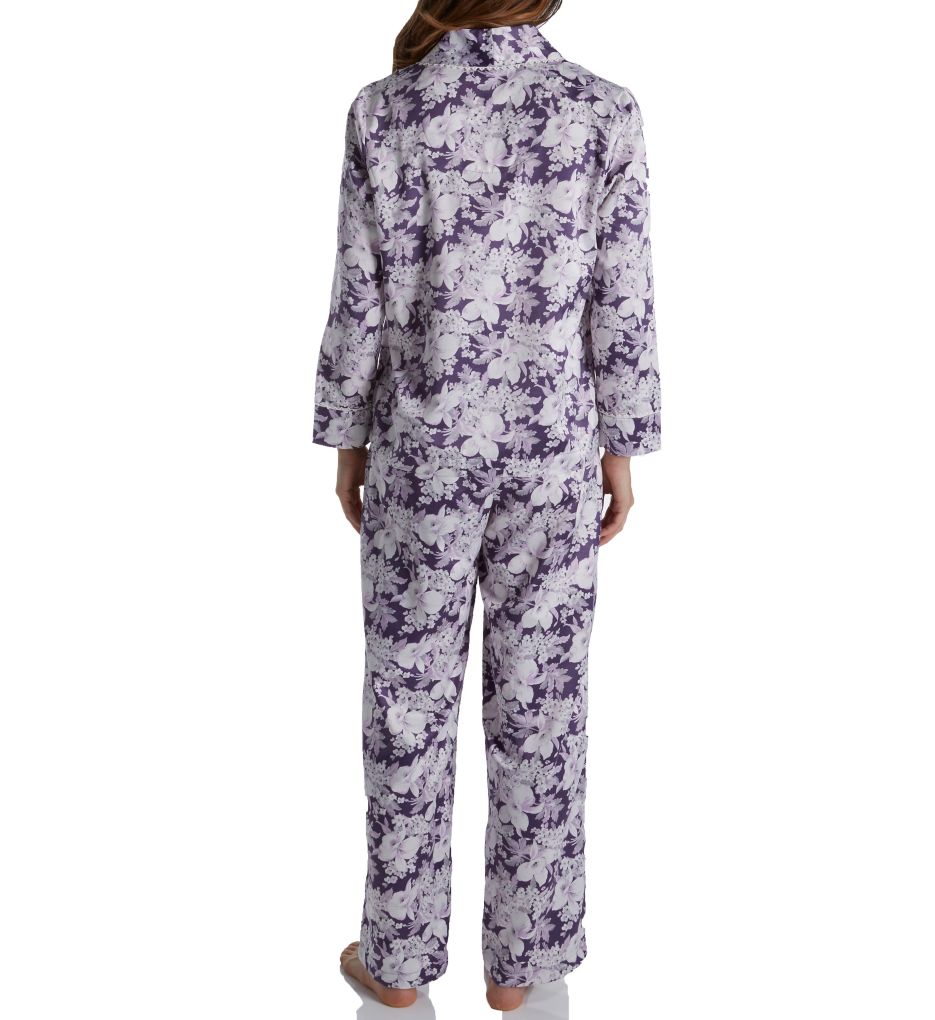 Blooming Brushed Back Satin Long Pajama Set-bs