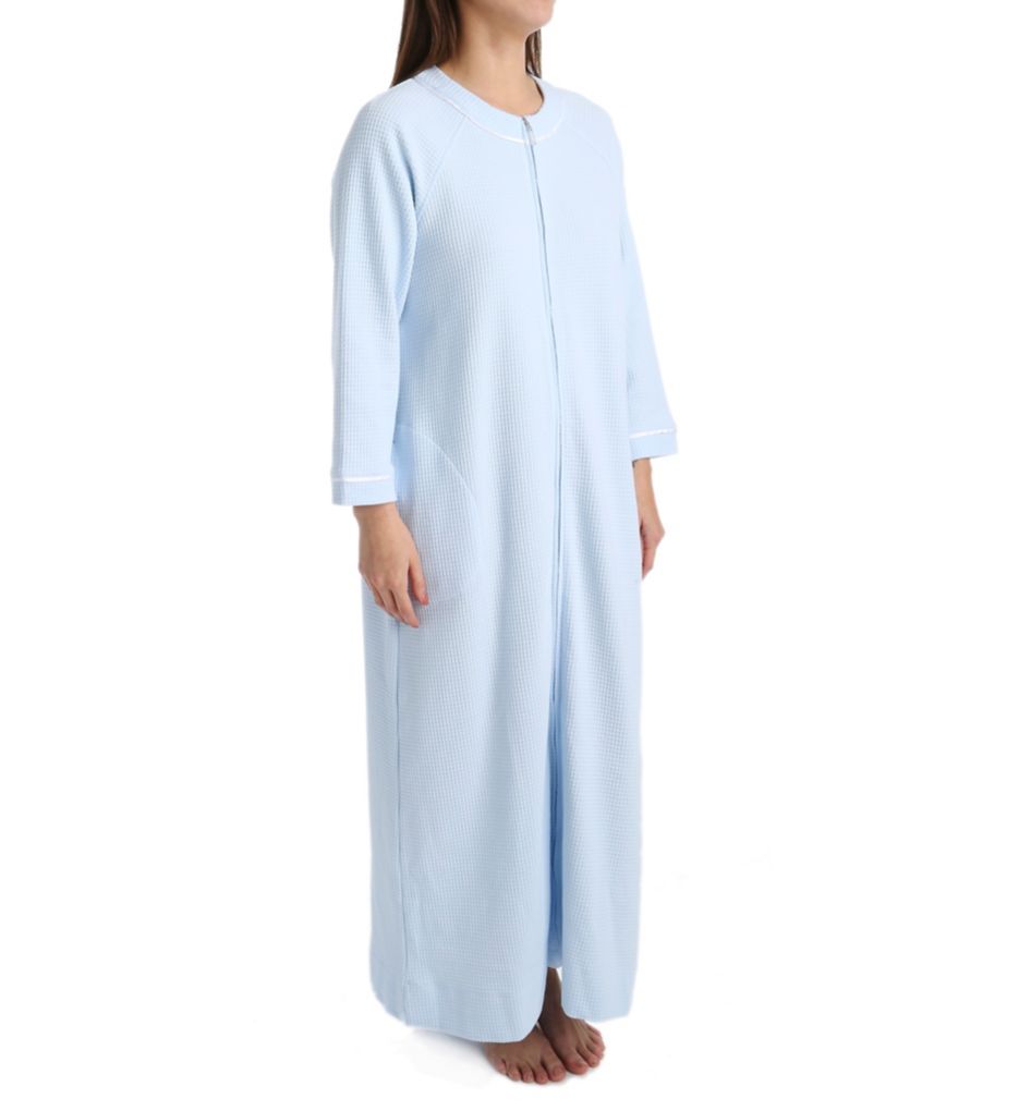 Waffle Knit Long Zip Robe-acs