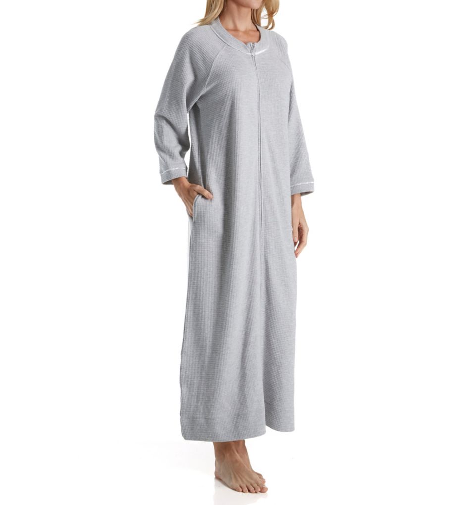 Waffle Knit Long Zip Robe-acs