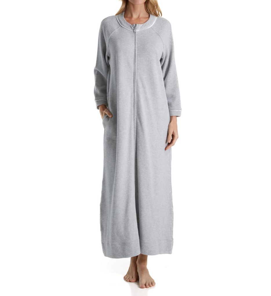 Waffle Knit Long Zip Robe-fs