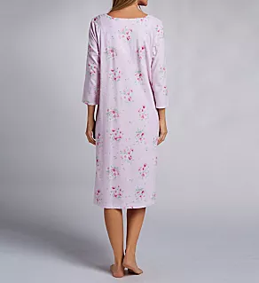 Plus Size 100% Cotton 3/4 Sleeve Waltz Gown Pink Floral 2X