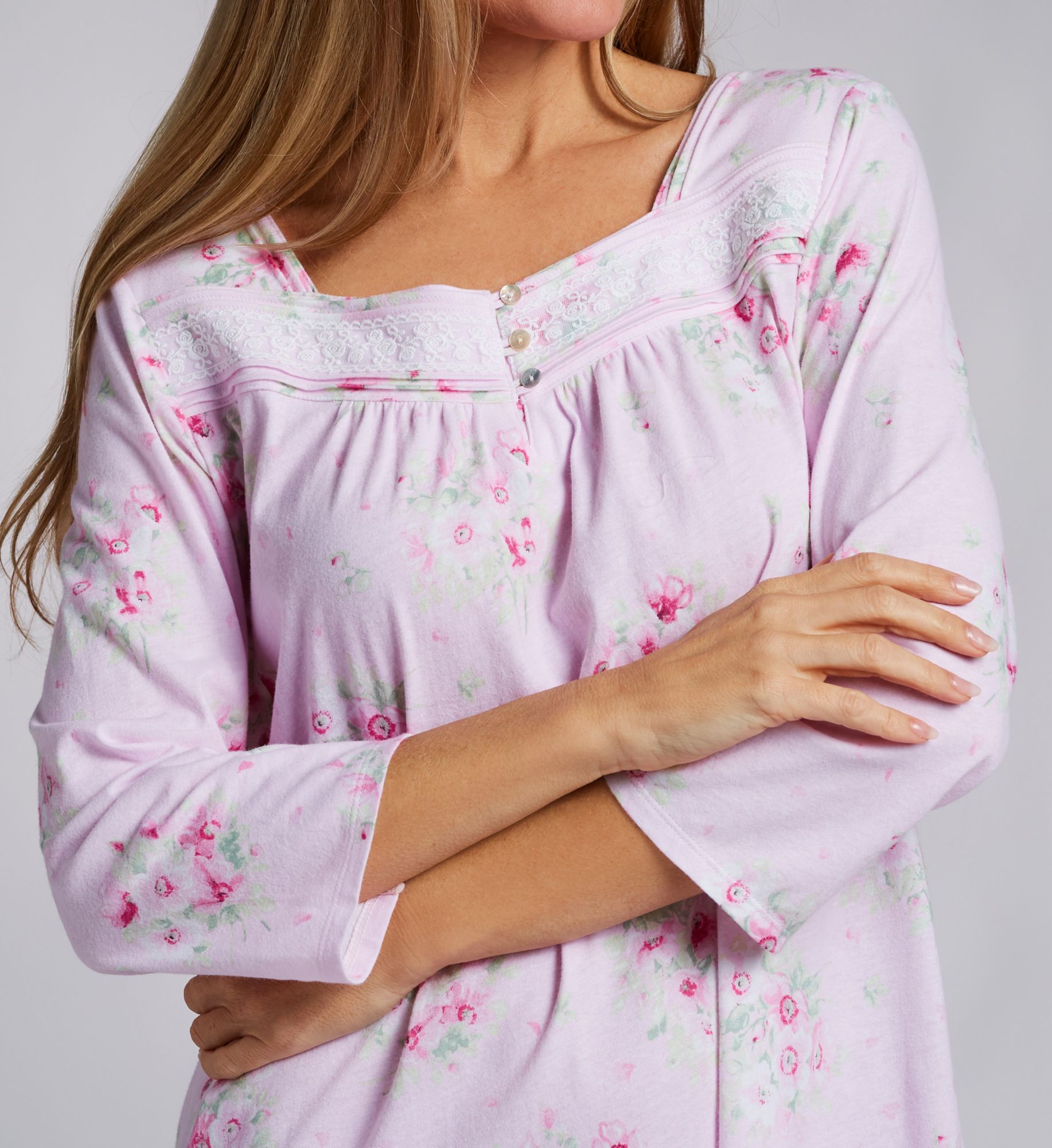 Carole Hochman Plus Size 100% Cotton 3/4 Sleeve Waltz Gown 62670X - Image 3