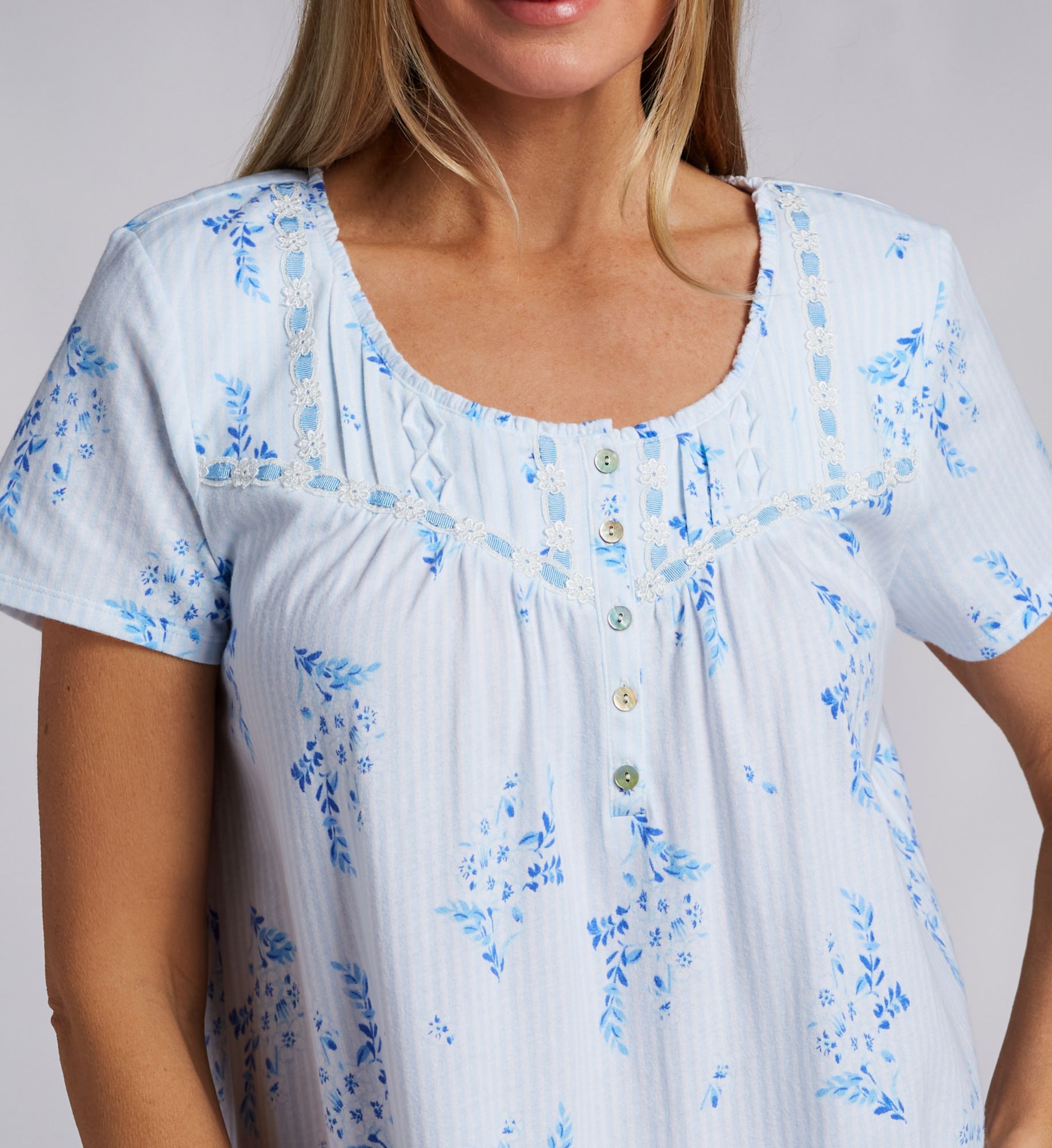 Carole Hochman 100% Cotton Plus Size Short Sleeve Waltz Gown 62671X - Image 3