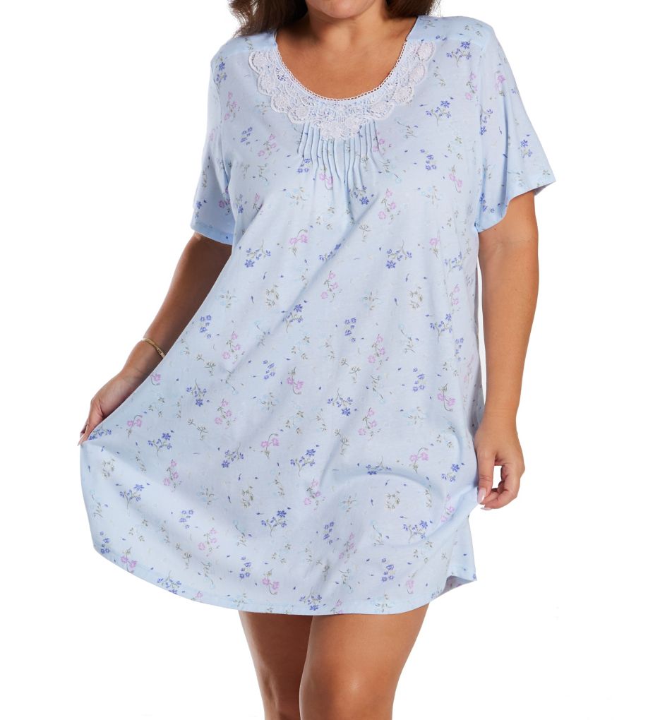 Plus Size Butterfly Garden 36" Short Sleeve Gown-acs