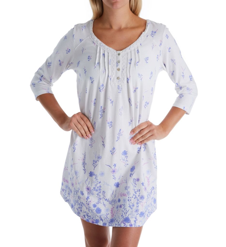 Lilac 3/4 Sleeve Cotton Short Gown-acs