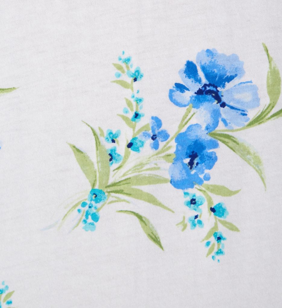 Aqua Floral Cotton Short Sleeve Short Gown-cs1