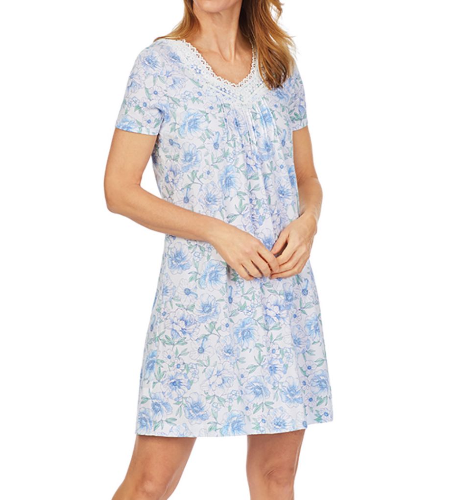 100% Cotton Short Sleeve Short Gown-acs