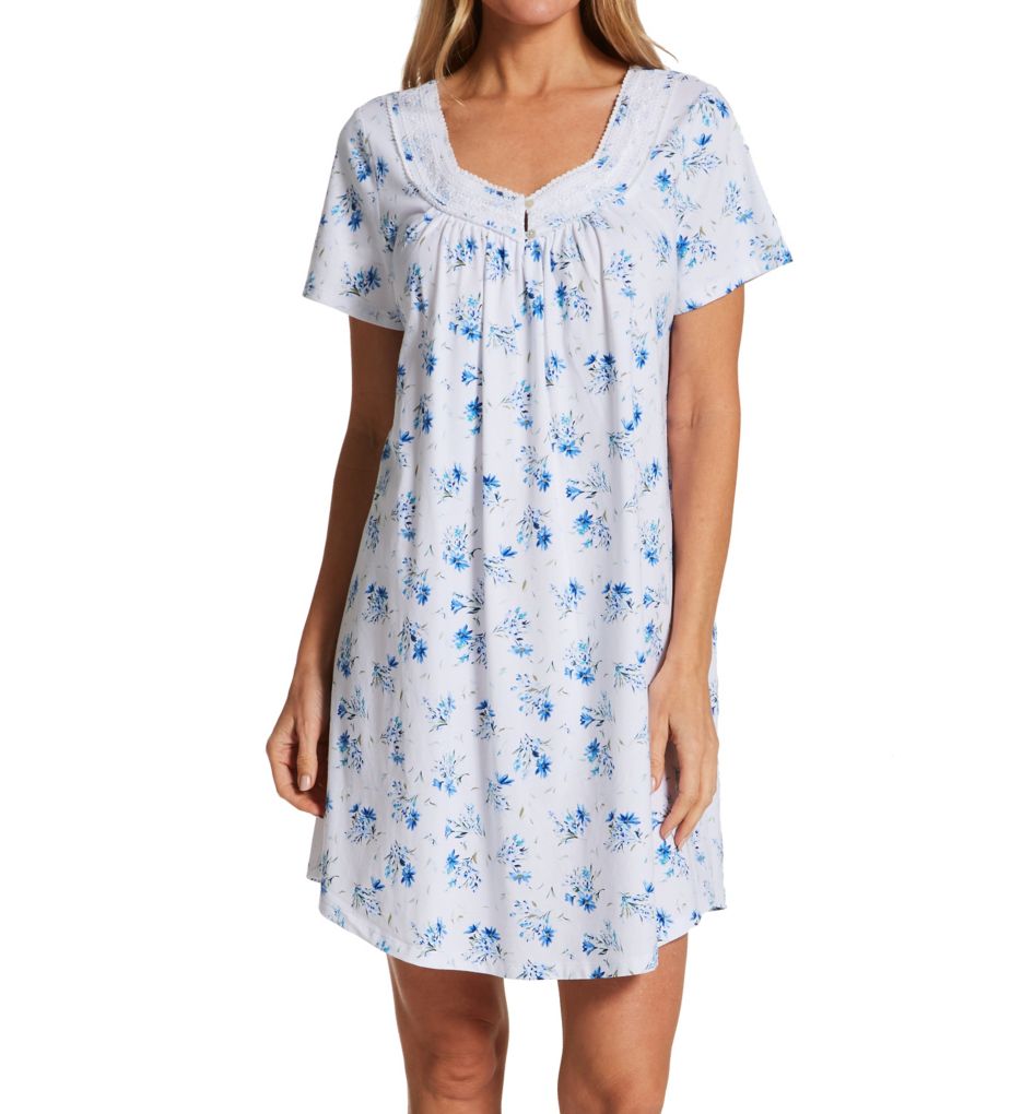 100% Cotton Short Sleeve Short Nightgown-acs