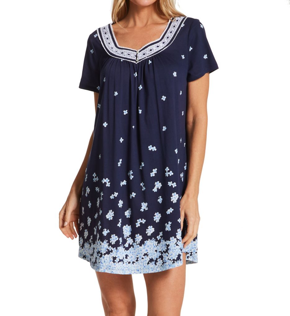 100% Cotton Short Sleeve Short Nightgown-fs