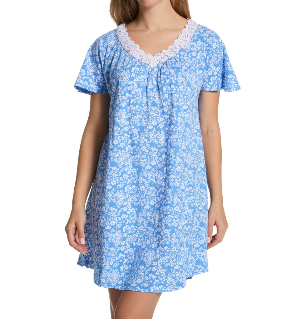 100% Cotton Short Sleeve Short Nightshirt-acs