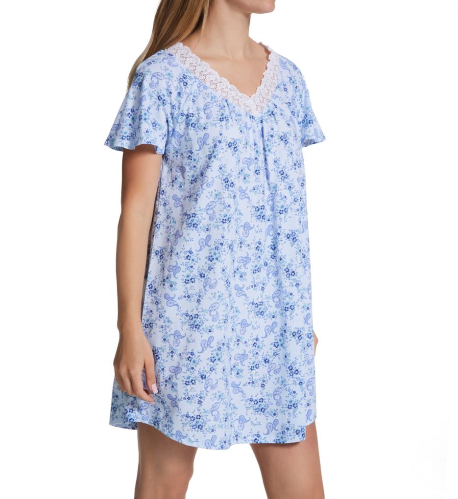 100% Cotton Short Sleeve Short Nightshirt-fs