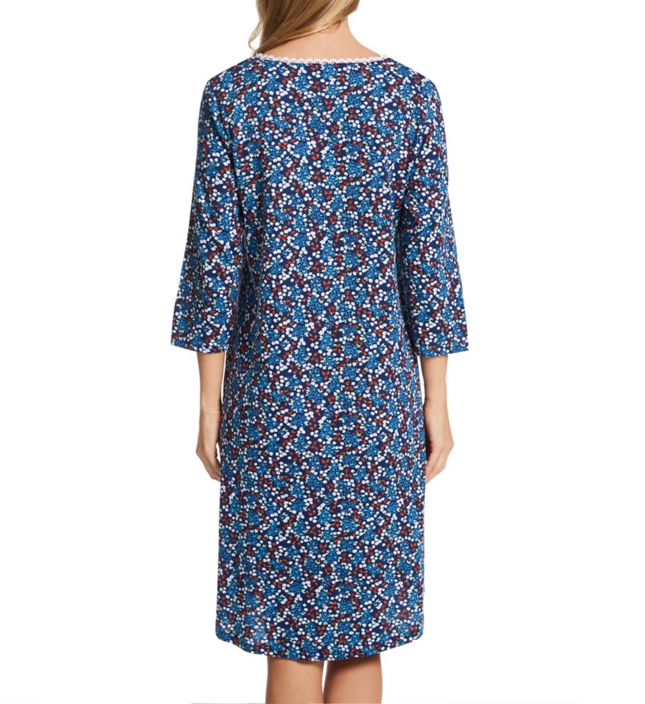 100% Cotton Knit Floral 3/4 Sleeve Waltz Gown-bs
