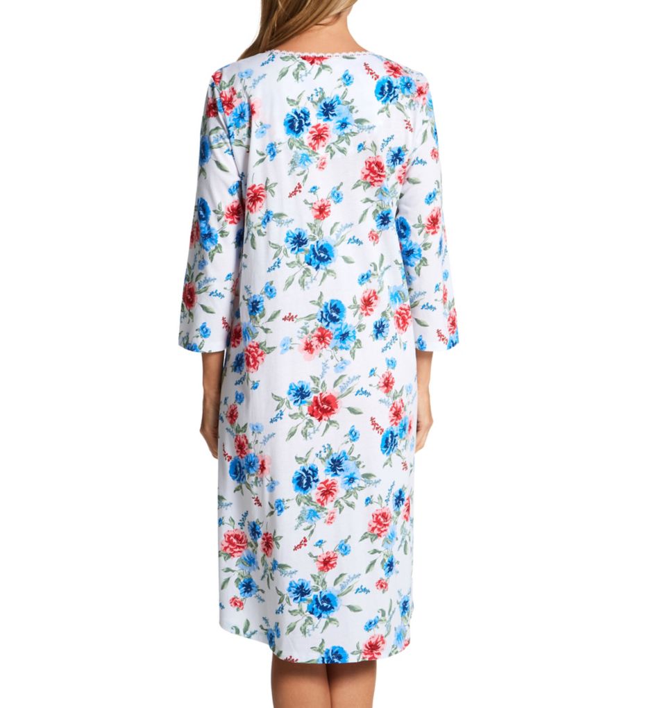 100% Cotton Knit Floral 3/4 Sleeve Waltz Gown-bs