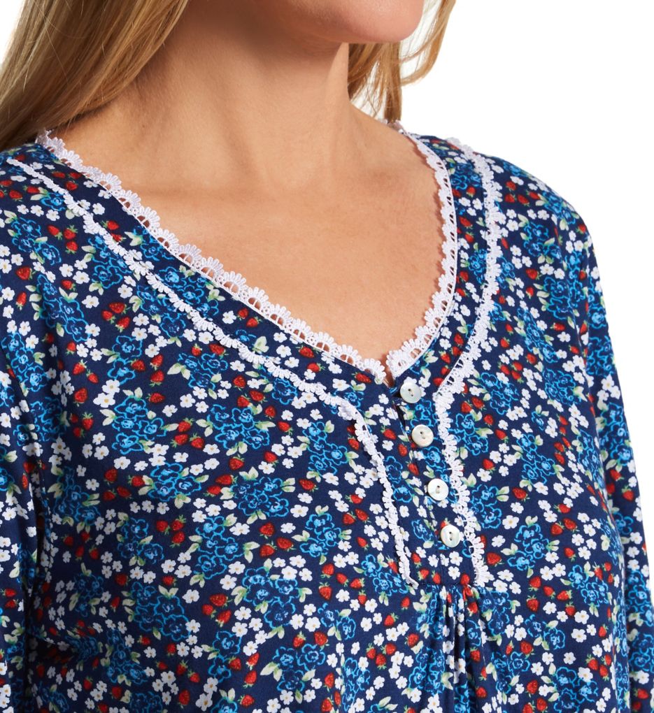 100% Cotton Knit Floral 3/4 Sleeve Waltz Gown-cs2