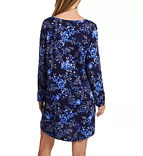 100% Cotton Jersey 36 Inch Long Sleeve Gown Midnight Blooms S