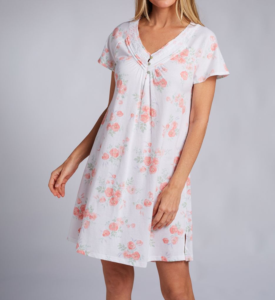 Watercolor Buds 36" Short Sleeve Gown-acs