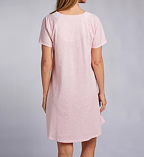 Watercolor Buds 36 Short Sleeve Gown Peach Floral Vine L