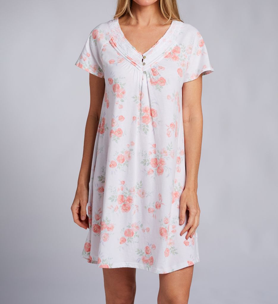 Watercolor Buds 36" Short Sleeve Gown-fs