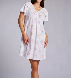 Floral Bouquet Flutter Sleeve Short Gown Floral Bouquet S