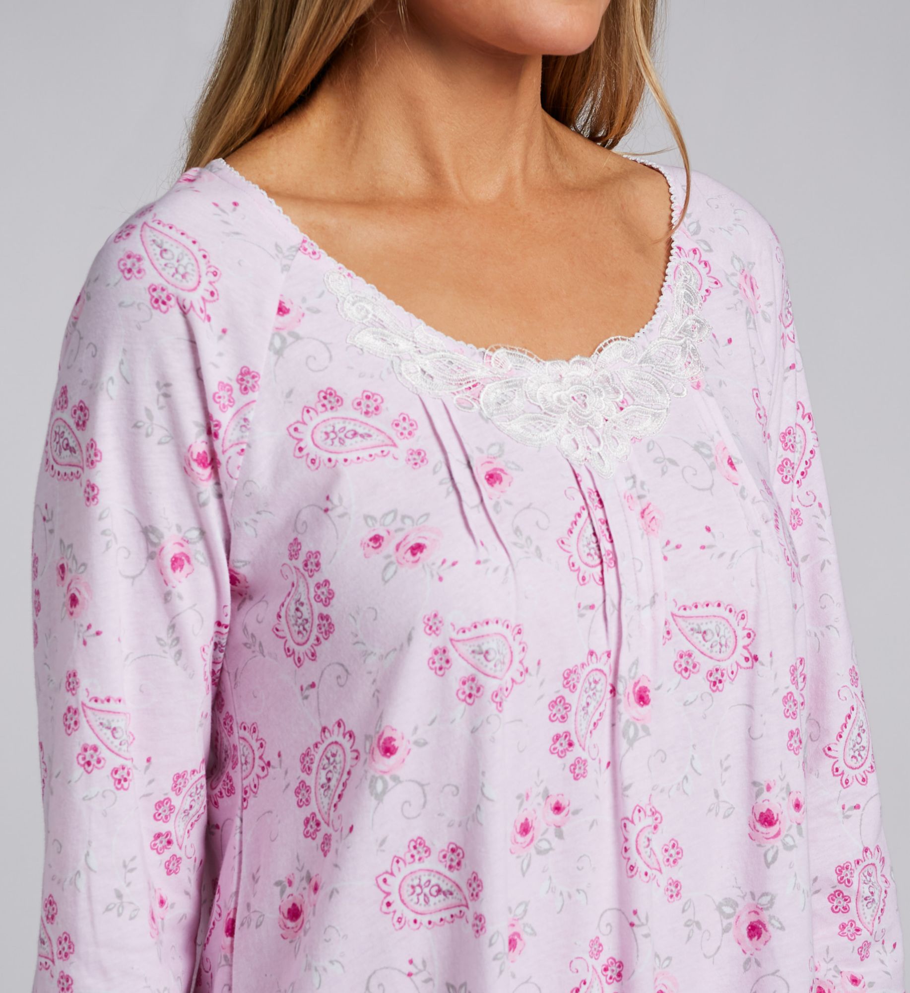 Carole Hochman 100% Cotton Knit Paisley Floral Short Gown CH22662 - Image 4