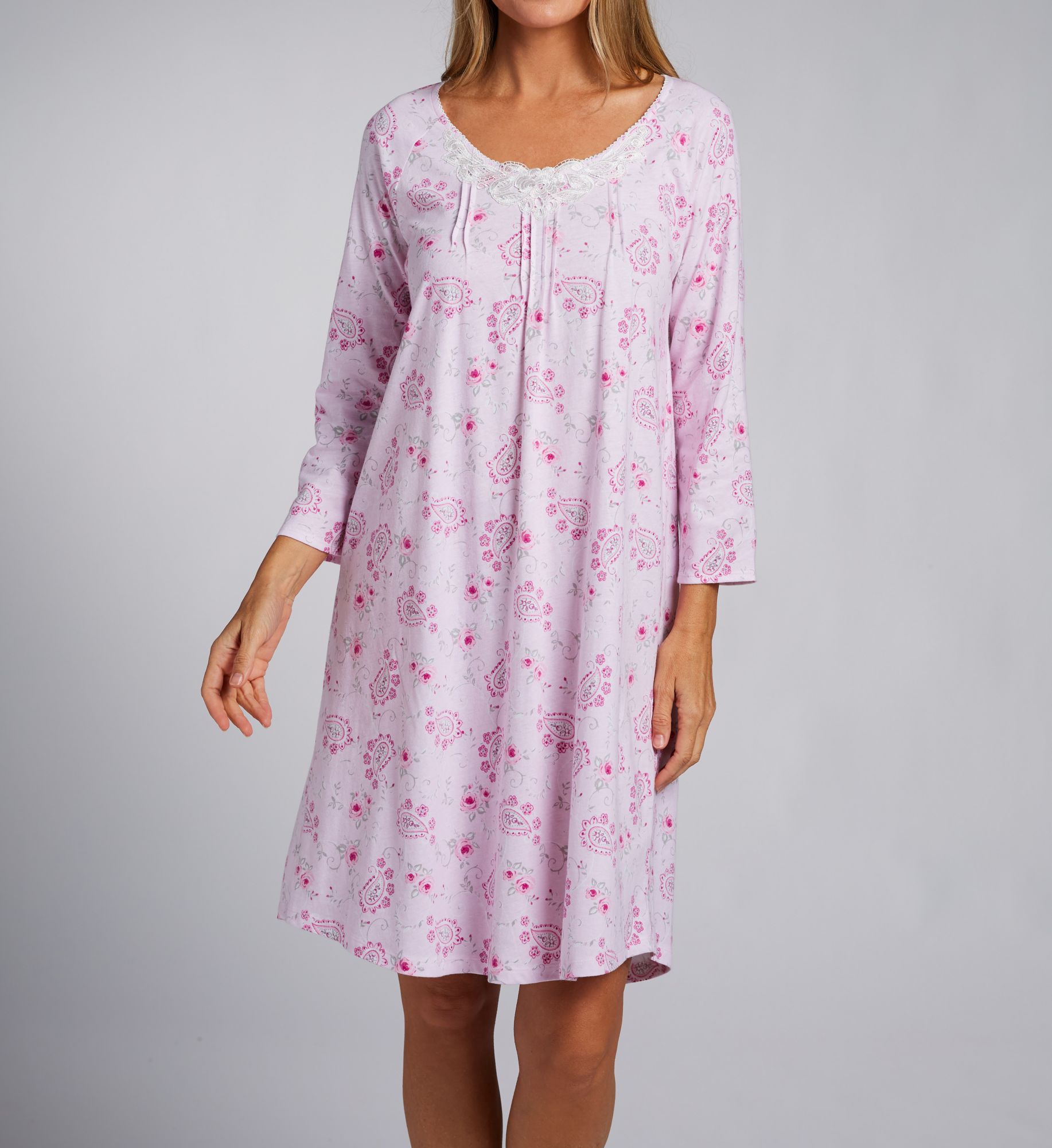 Carole Hochman 100% Cotton Knit Paisley Floral Short Gown CH22662 - Image 1