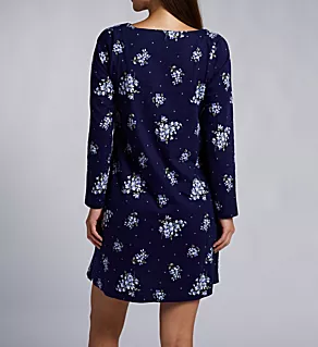 100% Cotton Knit Navy Bouquet Short Gown Navy Bouquet Print S