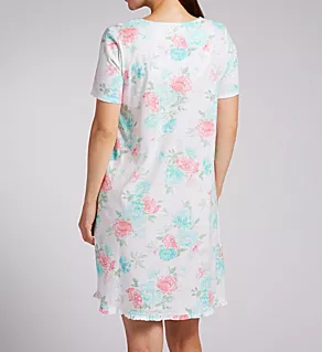 100% Cotton Jersey 38 Short Sleeve Short Gown Precious Peony S