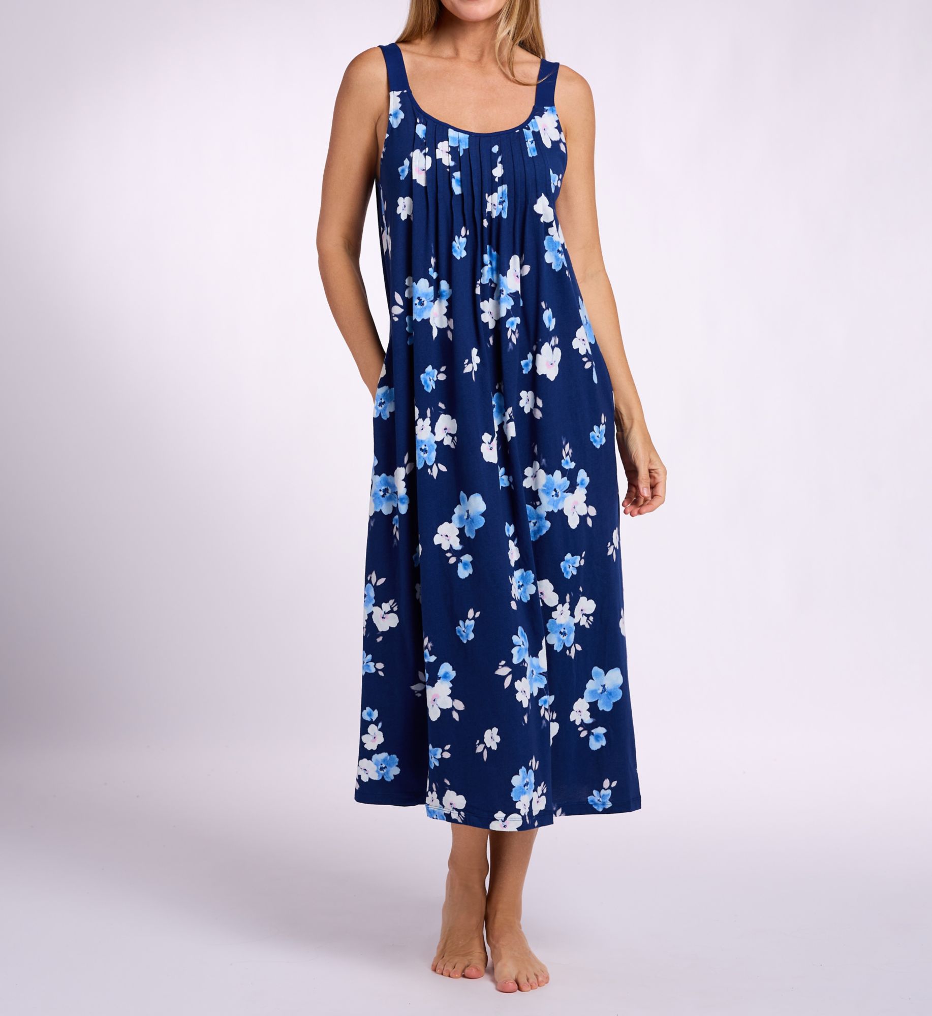 Carole Hochman Blue Depths Blooms Cotton Long Chemise CH22689 - Image 1