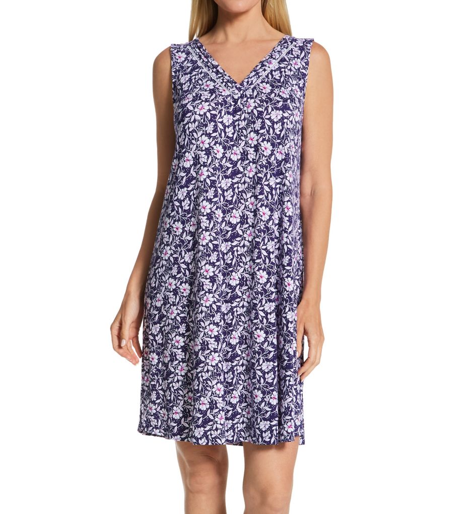 Carole Hochman Floral Cotton Jersey 3/4 Sleeve V-Neck Nightgown