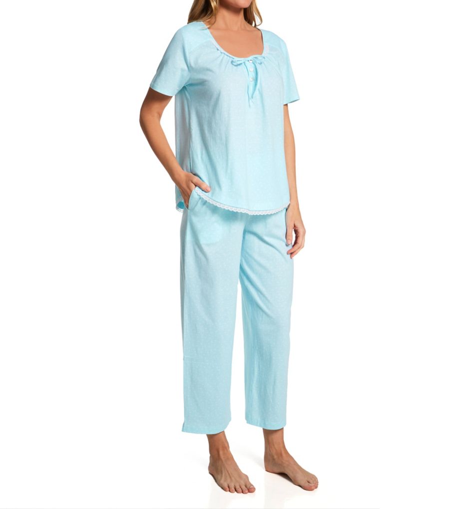 Short Sleeve Top & Capri Pajama Set-fs