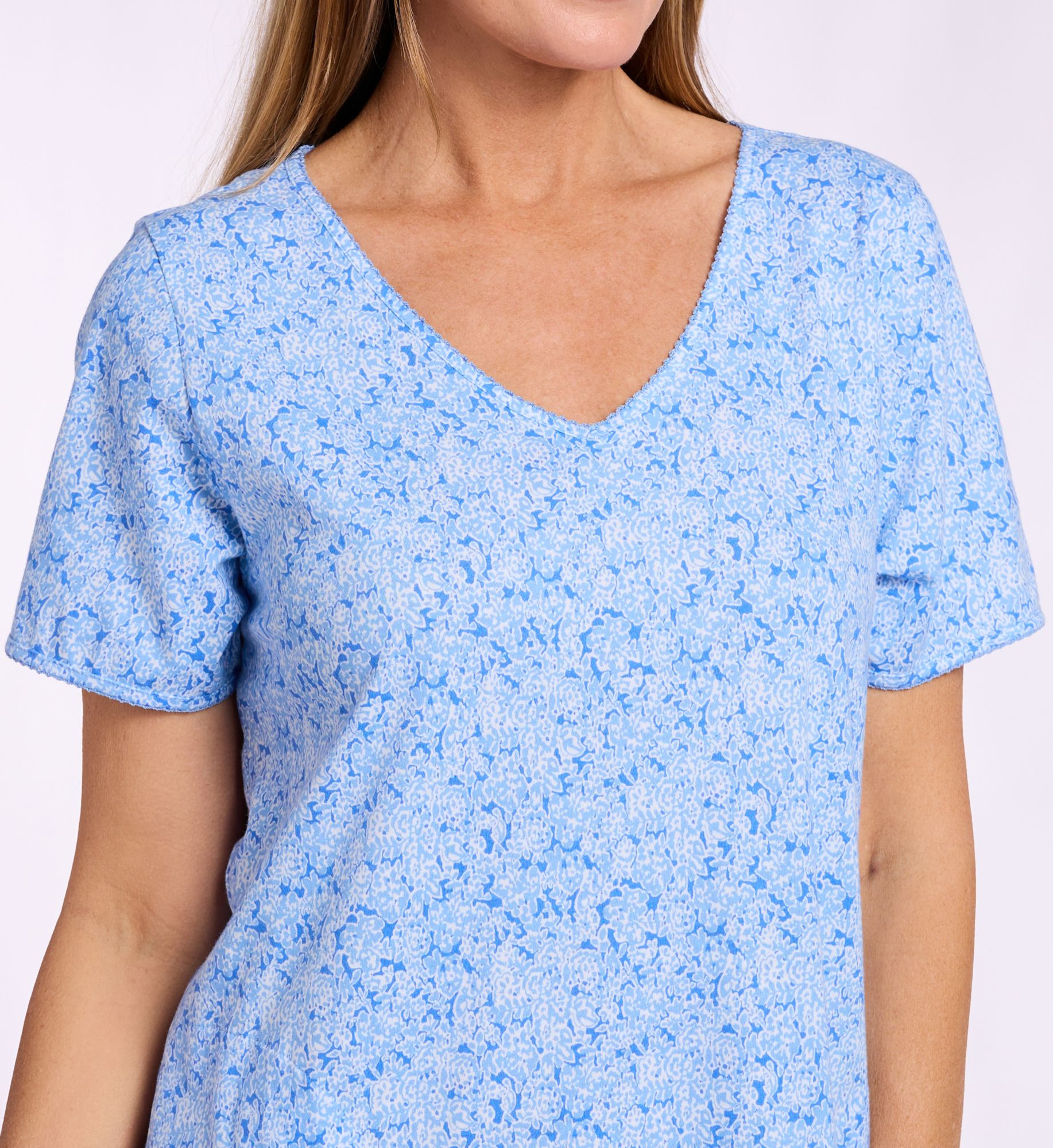 Carole Hochman Ultramarine Floral Short Sleeve Sleepshirt CH32688 - Image 3