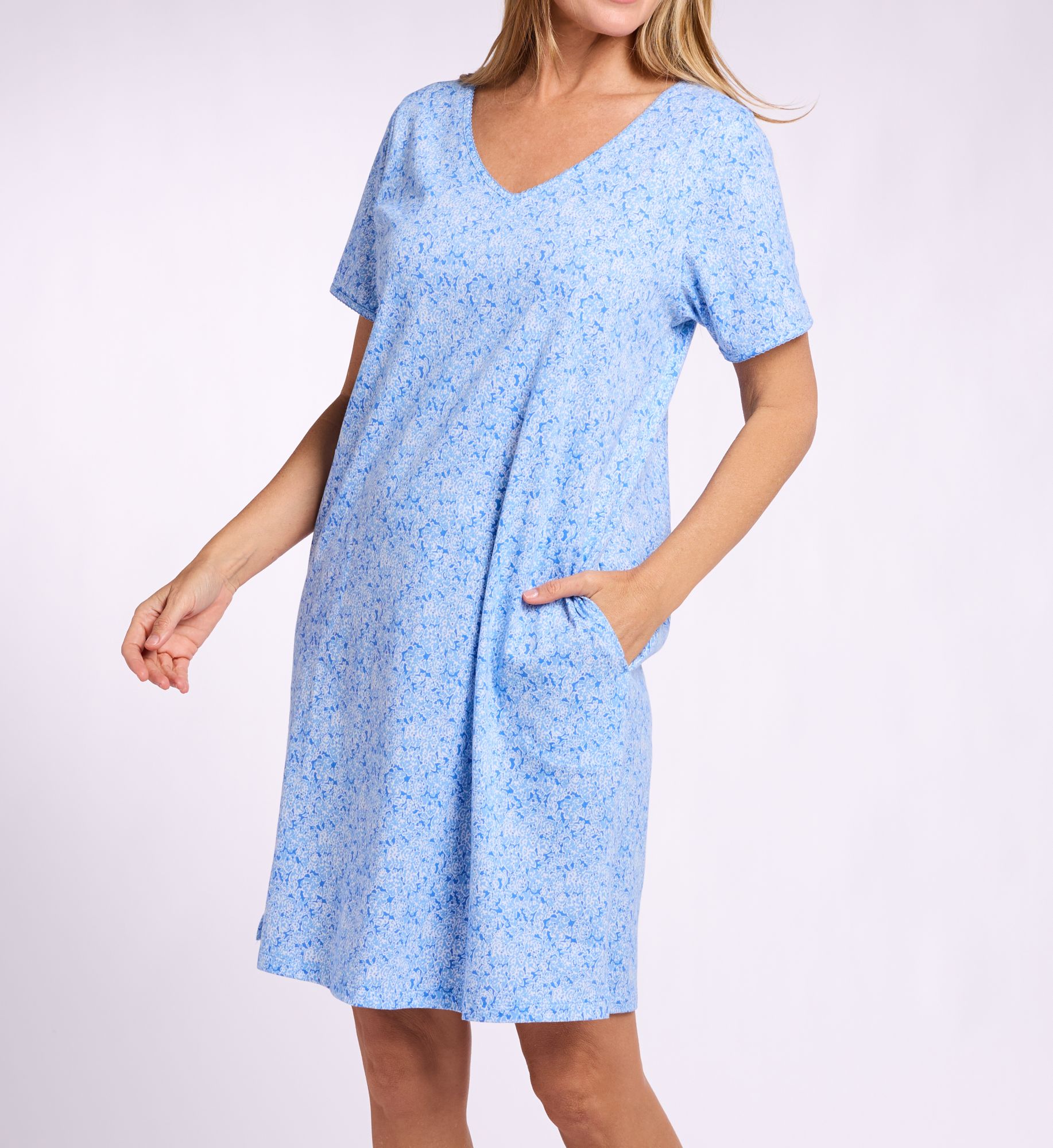 Carole Hochman Plus Ultramarine Floral Short Sleeve Sleepshirt CH3268X - Image 1