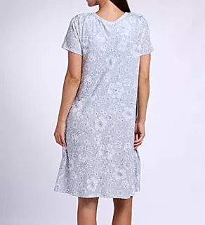 Back view of Soft Botanics Sleepshirt Grey Heather Floral L
