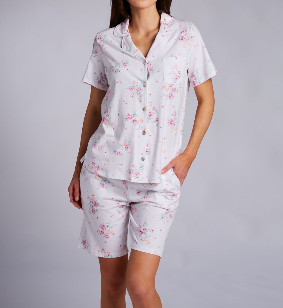 Floral Bouquet S/S Notch Collar Bermuda PJ Set-fs