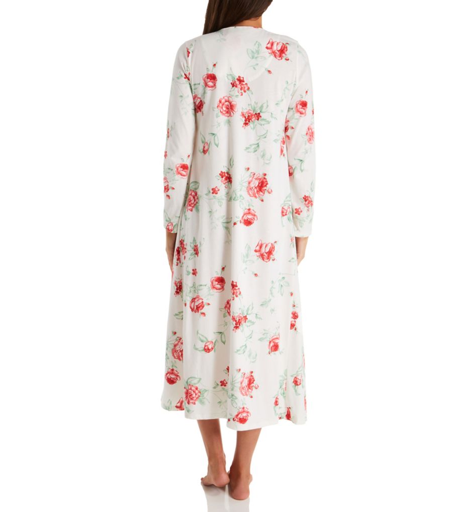 Cotton Red Rose Long Sleeve Long Gown