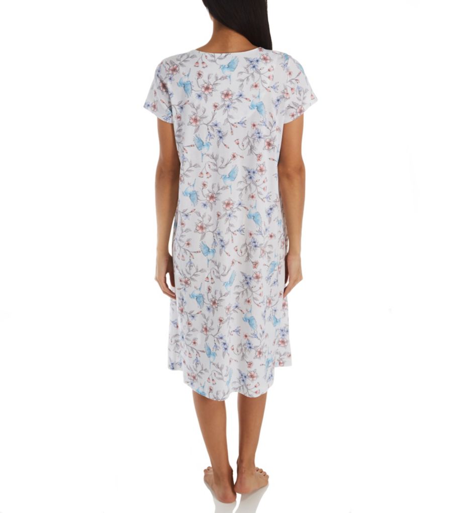 Watercolor Floral Cotton Short Sleeve Long Gown