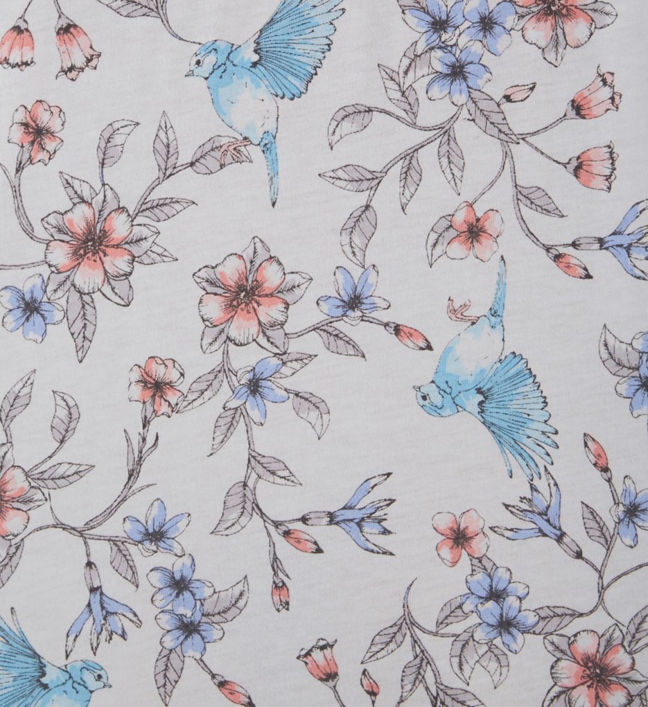Watercolor Floral Cotton Short Sleeve Long Gown-cs1