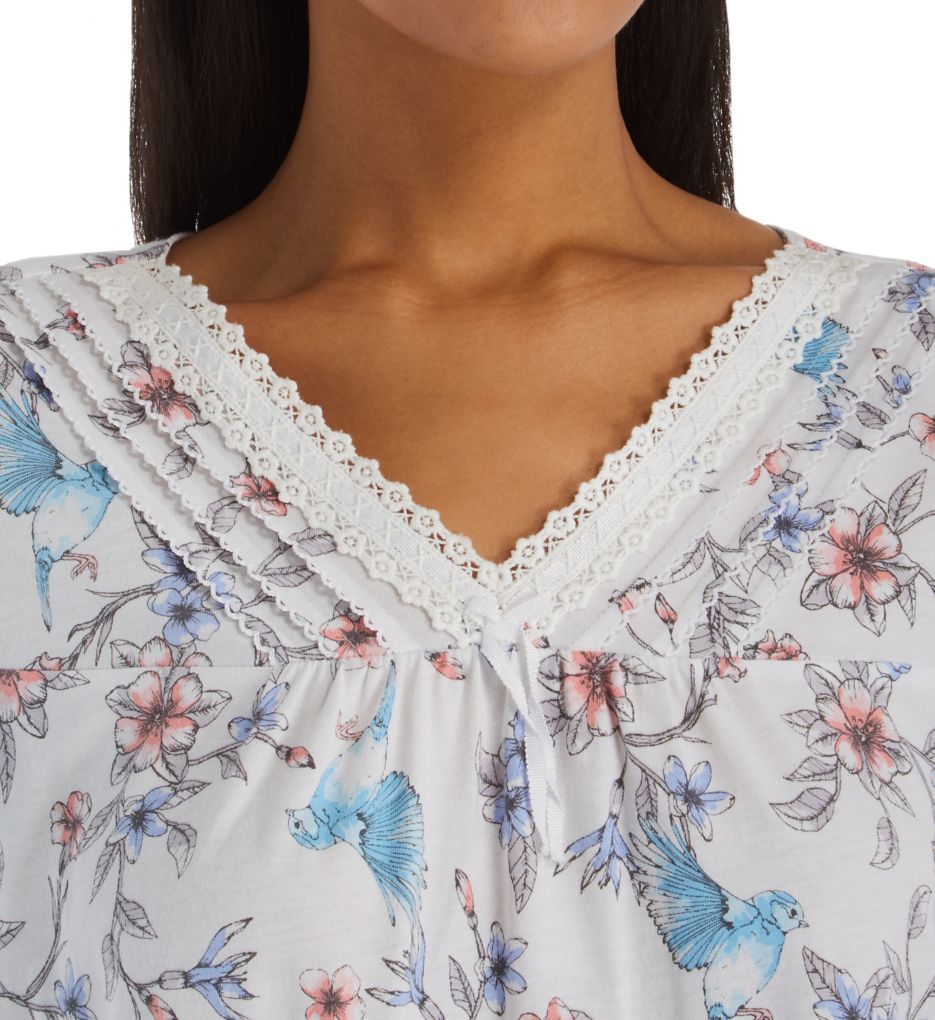 Watercolor Floral Cotton Short Sleeve Long Gown-cs2