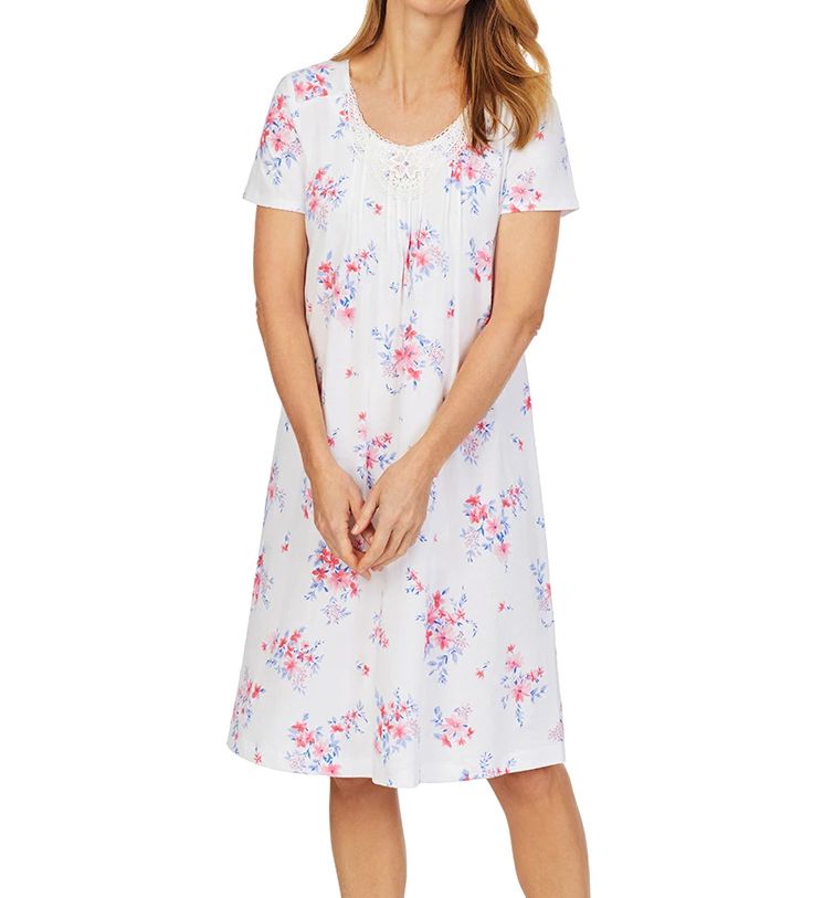 100% Cotton Short Sleeve Waltz Gown-acs