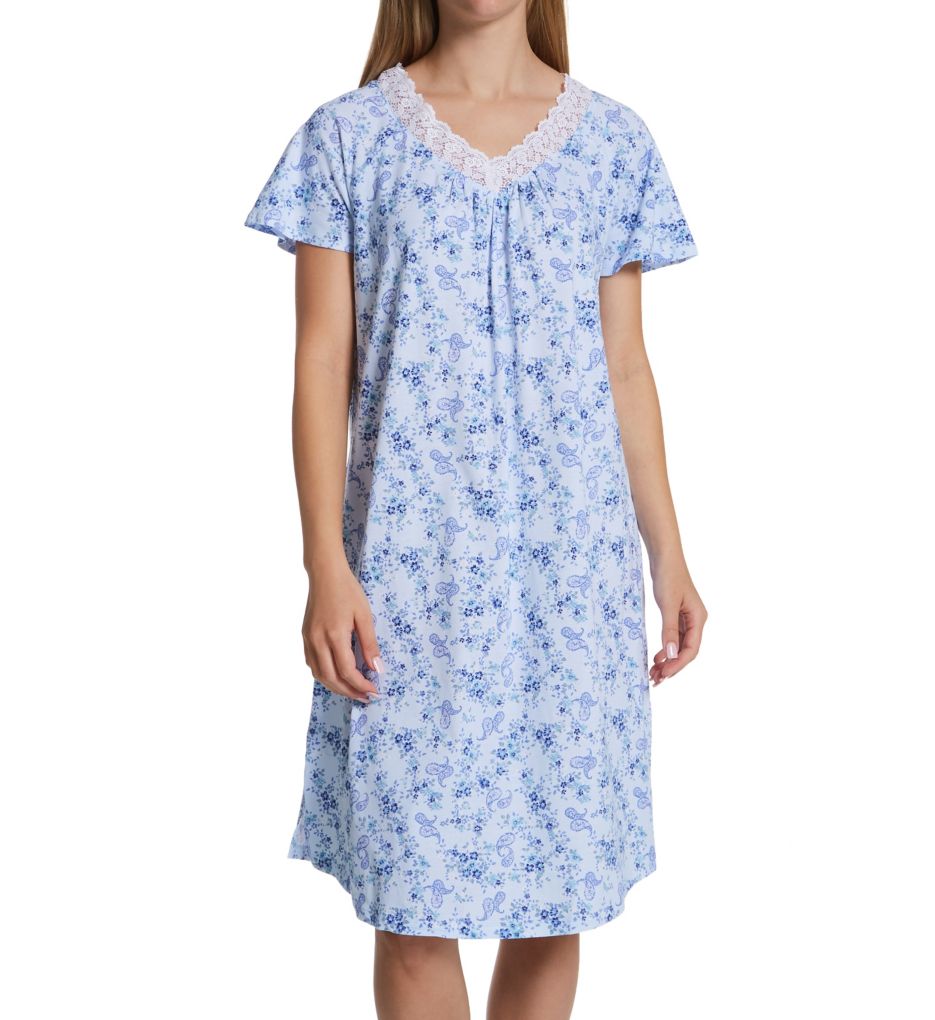 100% Cotton Blue Dream Short Sleeve Waltz Gown-acs