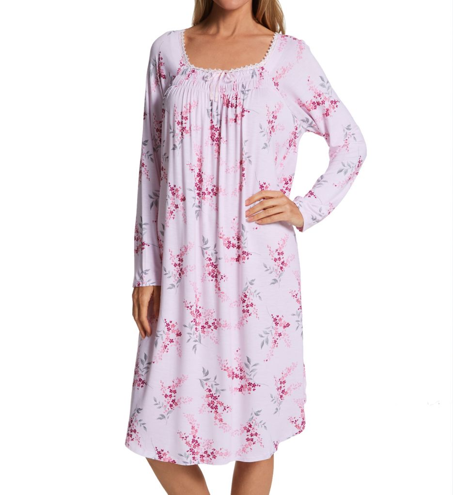 Carole Hochman Cotton Jersey Long Sleeve V-Neck Floral Print Short