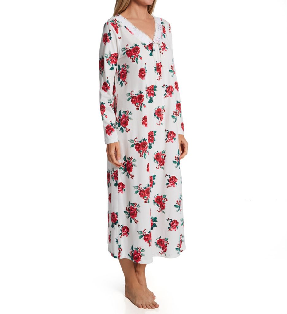 Winter Rose 100% Cotton Jersey Long Sleeve Gown-fs
