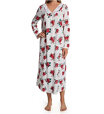 Carole Hochman Winter Rose 100% Cotton Jersey Long Sleeve Gown