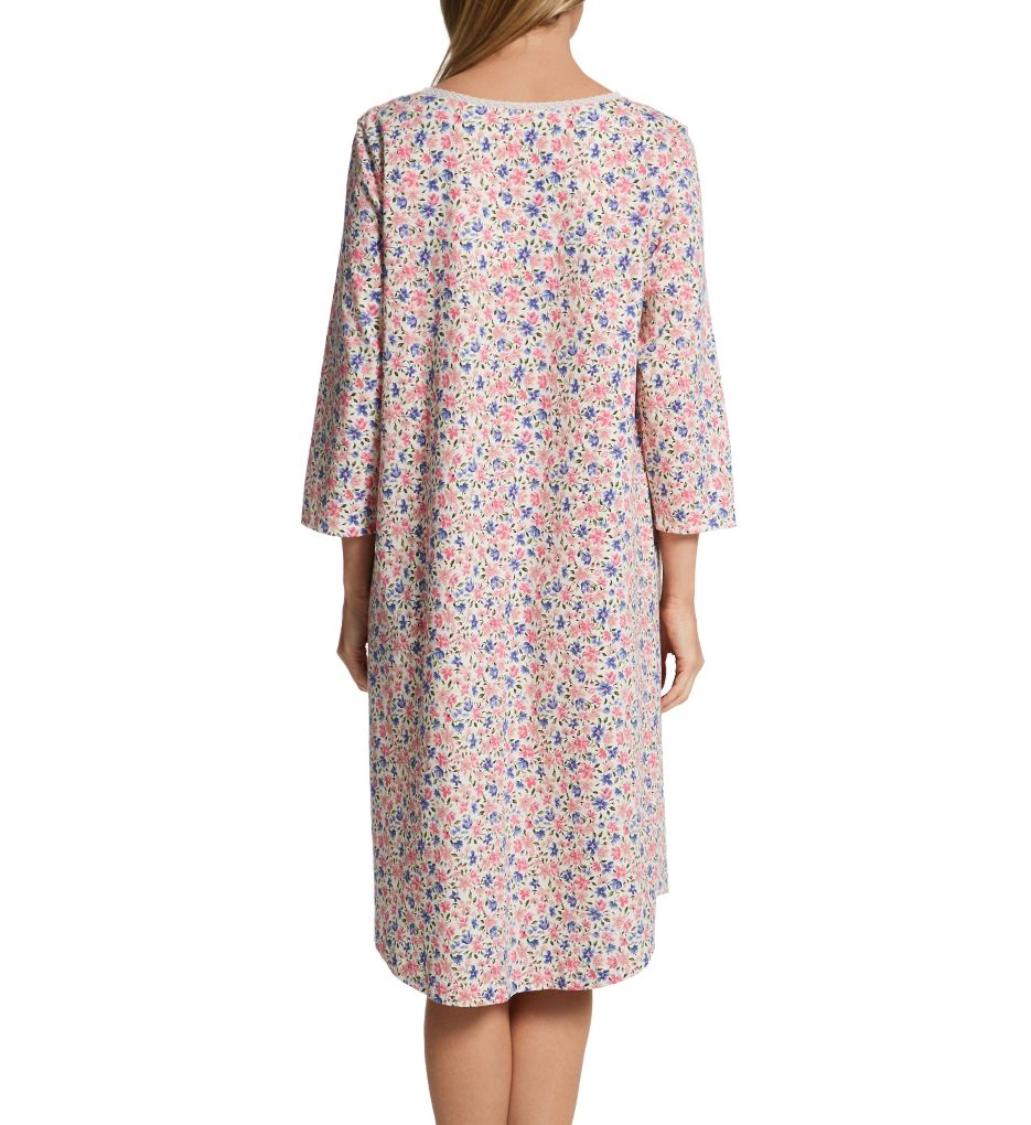 100% Cotton Knit Floral 3/4 Sleeve Waltz Nightgown-bs