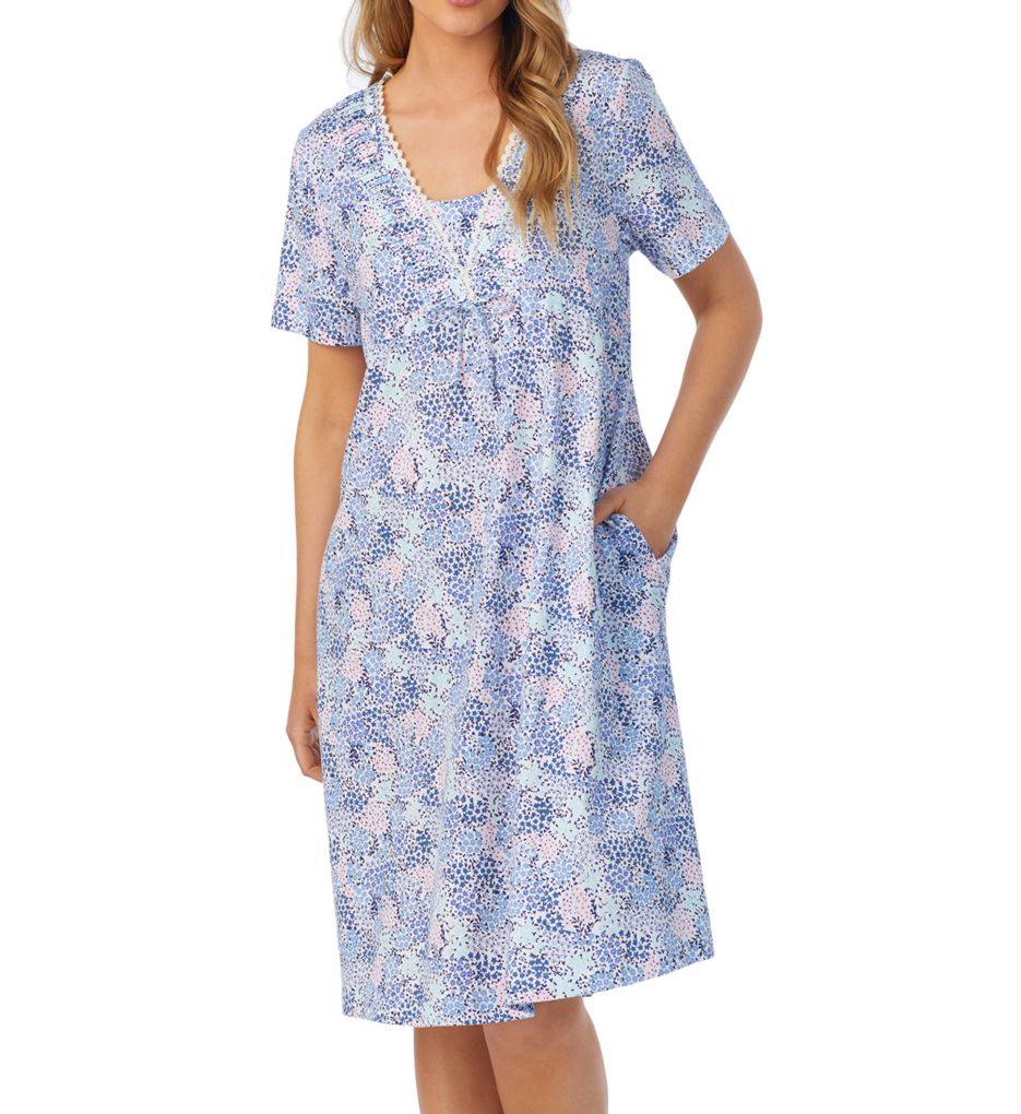 Kady Womens Solid 2 Types Of Sleeves Short Sleepshirt